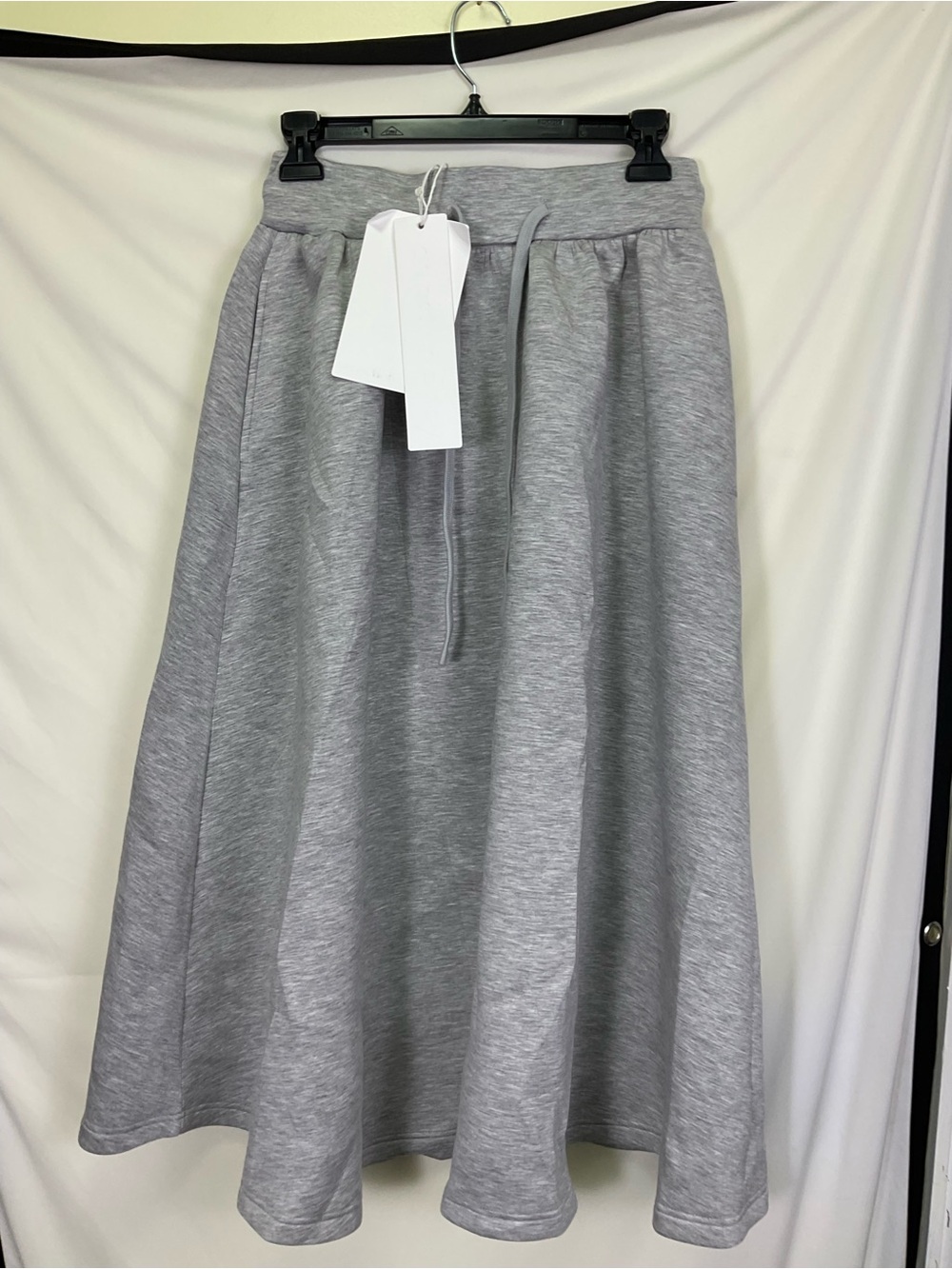 Airy Plush Smooth Midi Skirt - Light Gray